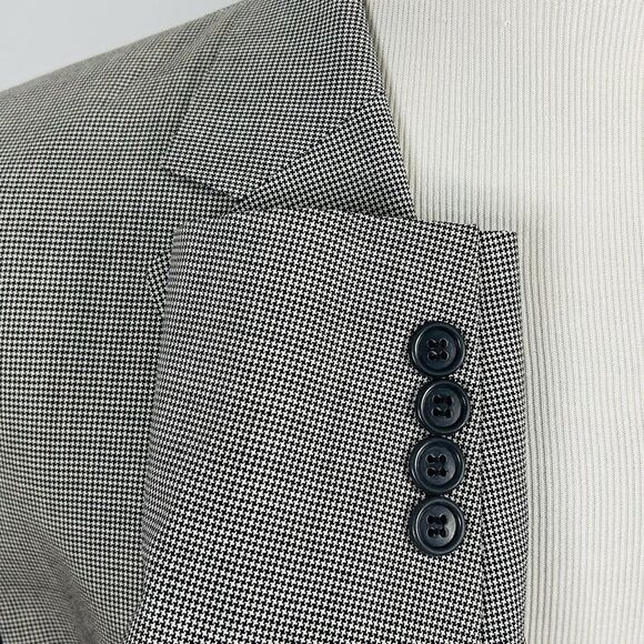 Jos A Bank 46R Sport Coat 100% Worsted Wool Houndstooth Two Button Lined Vented - Picture 5 of 8
